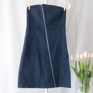 COPY - DENIM ZIPPER STRAPLESS DRESS